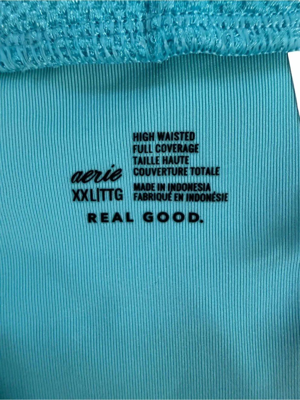 Aerie Turquoise V-Notch Bikini Top with High-Waist Bottoms Swimsuit XXL NWT